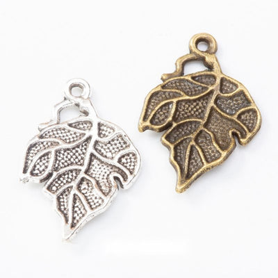 Veined Leaf Metal Charm Pendant shown in the available visible finishes