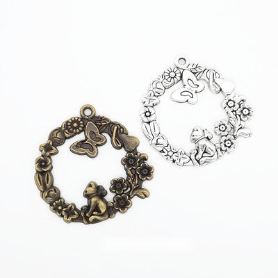 Grouped front views of garden wreath charms