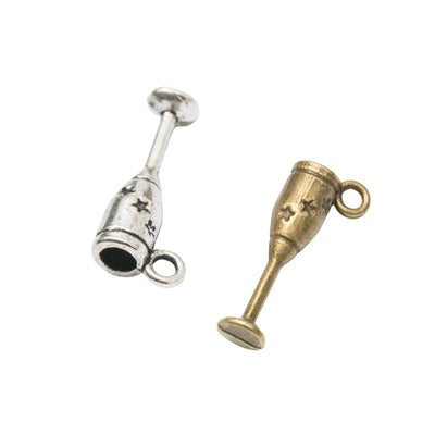 Wine Glass Charm grouped finish options on a white background