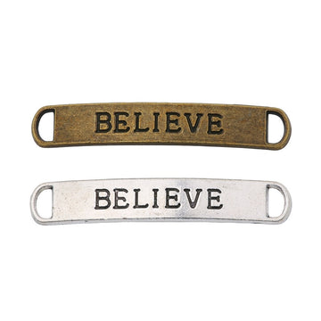 BELIEVE Word Bar Double Loop Jewelry Connector Component