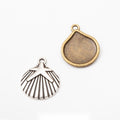 Antique Metal Scallop Shell Charm Pendant With Textured Detail, Single Finish view 1
