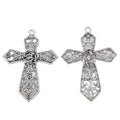 Textured Cross Metal Charm for Jewelry Making in Antique Silver view 1