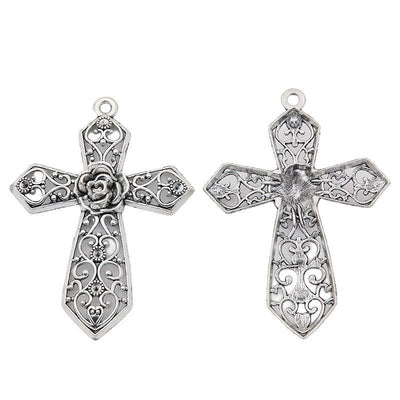 Front display of the textured cross in its pictured metal finishes