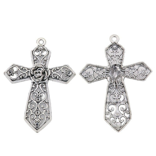 Front display of the textured cross in its pictured metal finishes