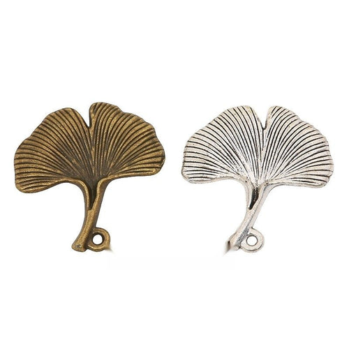 Ginkgo Leaf-Shaped Metal Charm Pendants shown in a grouped front view on a plain background