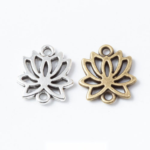 Openwork Lotus Connector metal pieces shown in the available finishes.