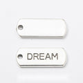 Dream Rectangular Message Tag Charm in Antique Silver view 1