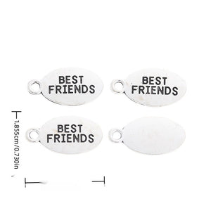 Best Friends Oval Pair Metal Charm in 1 Finish for Jewelry Making