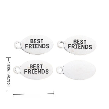Best Friends Oval Pair Metal Charm in 1 Finish for Jewelry Making