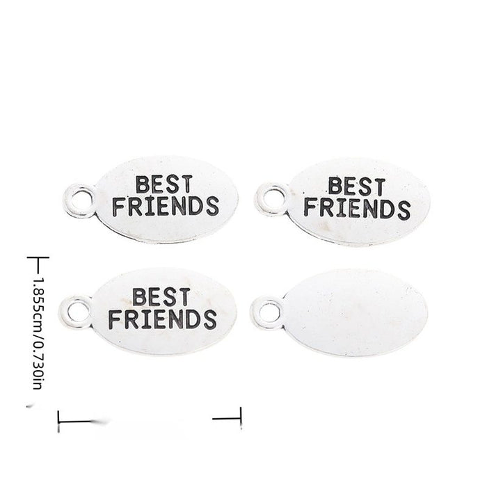 Best Friends Oval Pair Metal Charm in 1 Finish for Jewelry Making