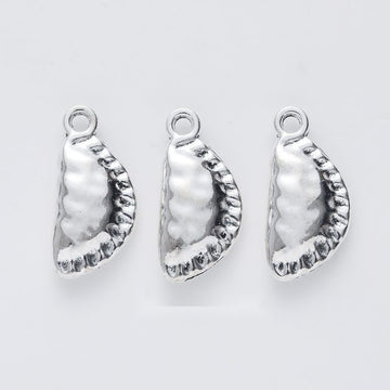 Pleated Dumpling Metal Charms in Antique Silver Finish