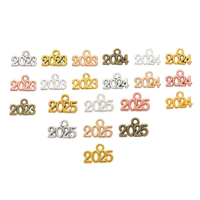 Four Digit Number Metal Charms in 28 Color Variants