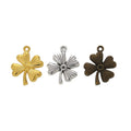 Rounded Four Leaf Clover Charm in 3 Metal Finishes for Jewelry Making view 1