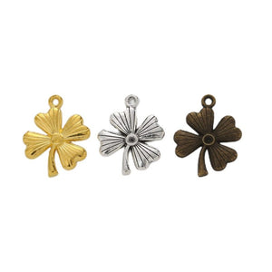 Rounded Four Leaf Clover Charm in 3 Metal Finishes for Jewelry Making