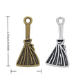 Bristle Broom Vintage Metal Charm Pendant for Jewelry Making view 1