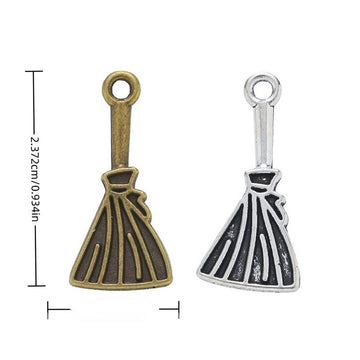 Bristle Broom Vintage Metal Charm Pendant for Jewelry Making