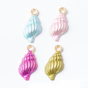 Fluted Conch Shell Pendant Charm in Four Glossy Colors