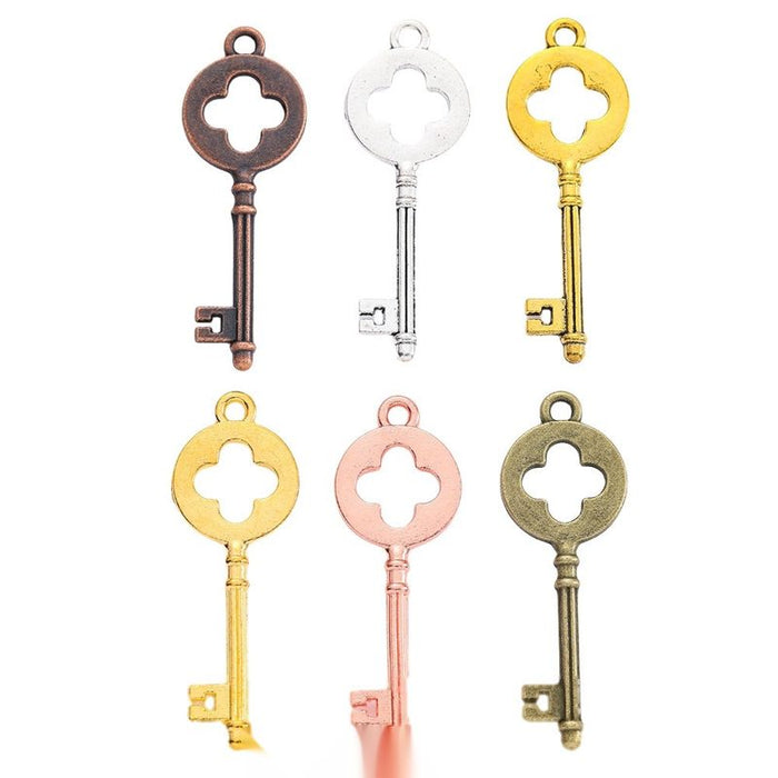 Quatrefoil Bow Key Charm In 6 Metal Finishes For Jewelry Making