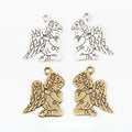 Praying Angel Charm In Antique Bronze and Antique Silver Metal Finish view 1