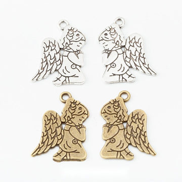 Praying Angel Charm In Antique Bronze and Antique Silver Metal Finish
