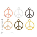 Round Peace Sign Charm Pendants in Six Metallic Finishes view 1