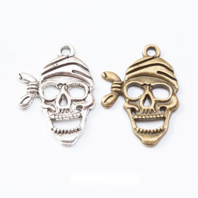Pirate Skull metal component, front grouping showing the available finishes.