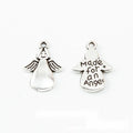 Double-Sided Angel Message Metal Charm in Antique Silver view 1