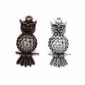 Antique Perched Owl Metal Charm, Two Finishes Jewelry Component view 1