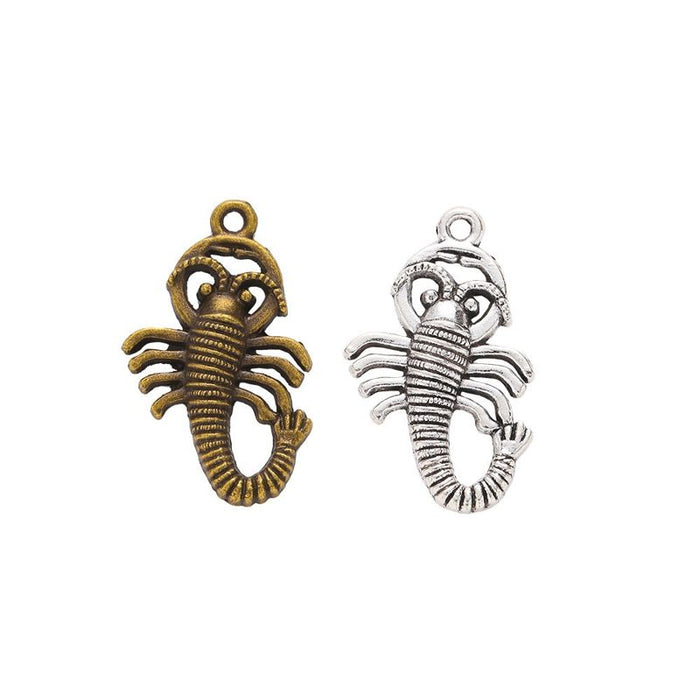 Curled Centipede Metal Charms In Two Finishes For Jewelry Making