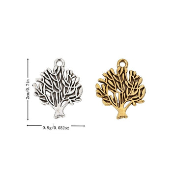 Rounded Tree Canopy Metal Charm Pendant Jewelry Making Component