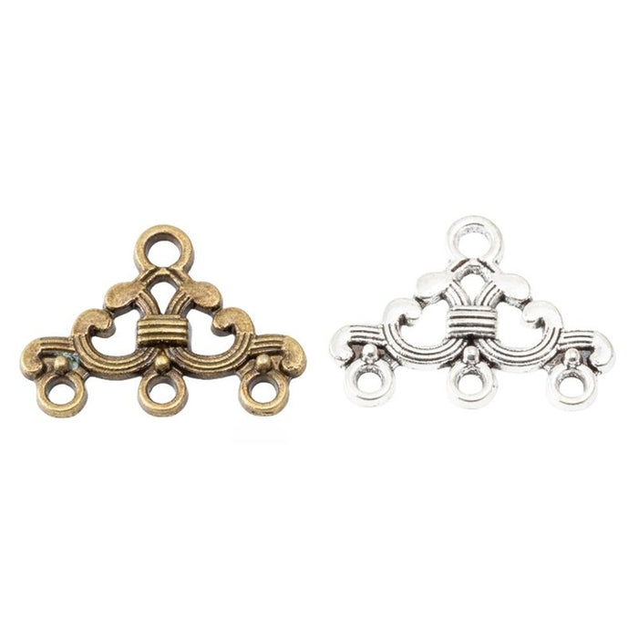 Ornate Five Loop Chandelier Connectors in Two Finishes