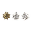 Sun and Crescent Moon Pendant Charm in Two Finishes view 1