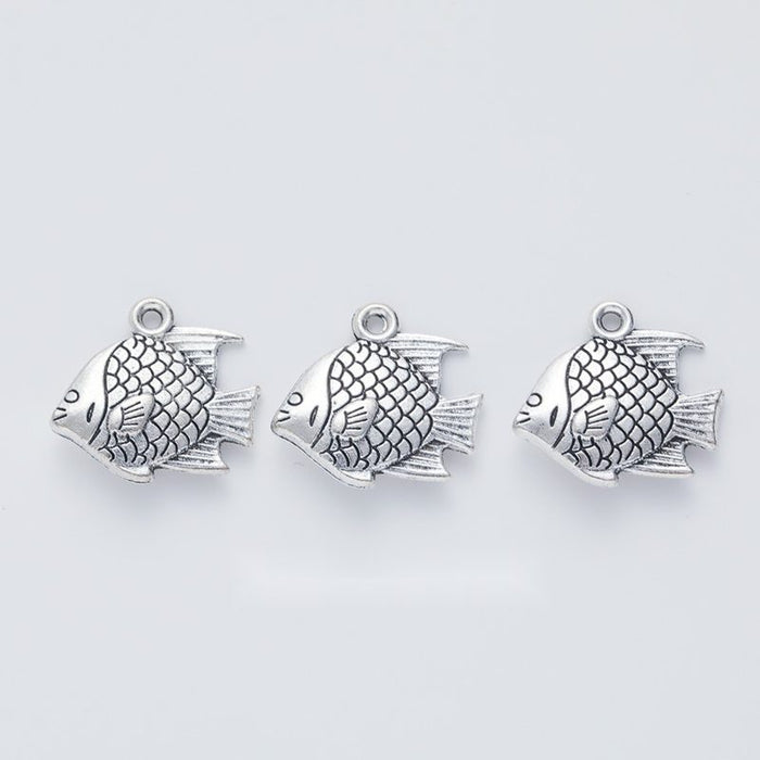 Crosshatched Fish Detailed Metal Charm in 1 Finish