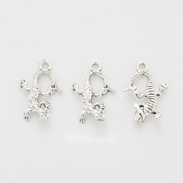 Curled Gecko Charm Metal Pendant for Jewelry Making