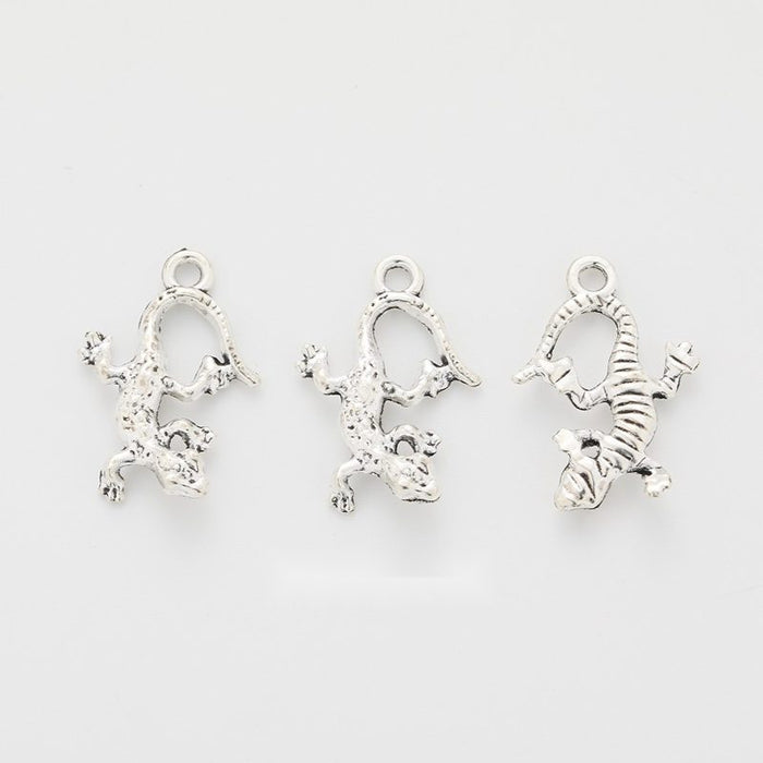 Curled Gecko Charm Metal Pendant for Jewelry Making