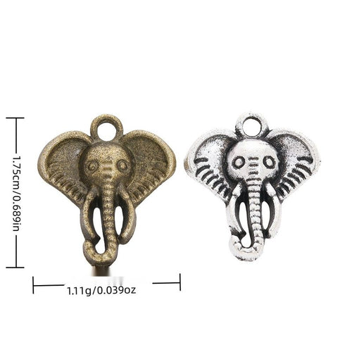 Product image showing the large ear elephant head charm and its visible metal details