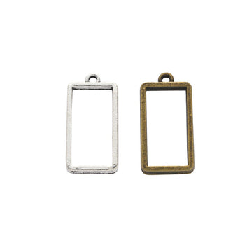 Open Rectangle Double Loop Pendant Frame Jewelry Component