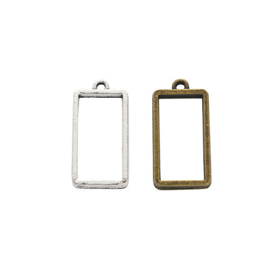 Open Rectangle Double Loop Pendant Frame Jewelry Component shown in front and back product view