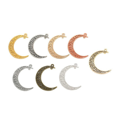 Group view of moon connector styles on a white background