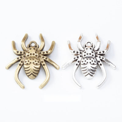Overview of spider charms in the available designs and finishes