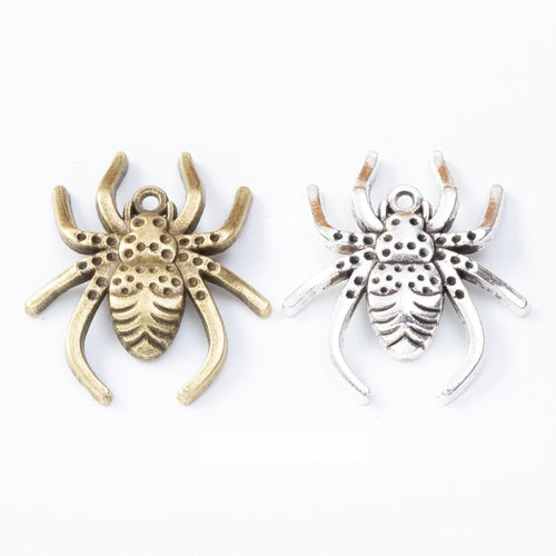 Overview of spider charms in the available designs and finishes