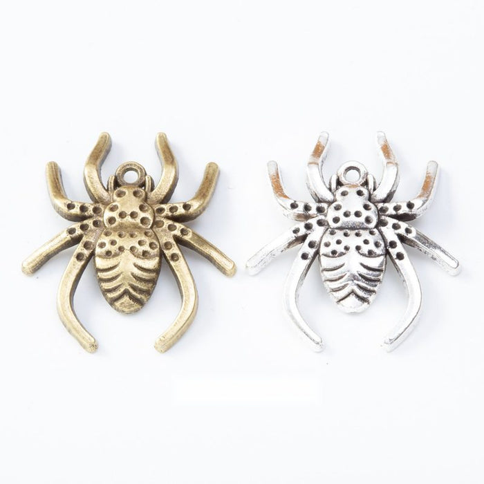 Detailed Spider Antique Metal Charms In Two Finishes