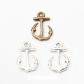 Open Anchor Charm in Antique Bronze and Silver Tone Metal view 1