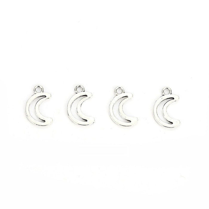 Open Crescent Frame Metal Charm for Jewelry Making in Silver