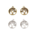 Round Tree of Life Charm in 2 Metal Finishes for Jewelry Making view 1