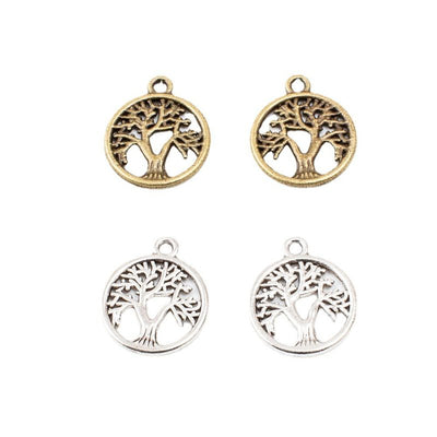 Round Tree of Life Charm finish comparison on a white background