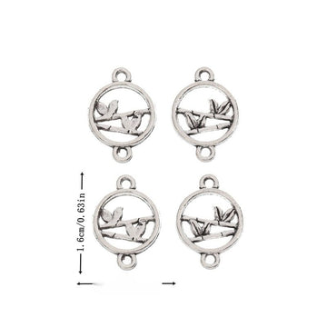 Round Leaf Branch Two Loop Metal Connector Charm Jewelry Making Component