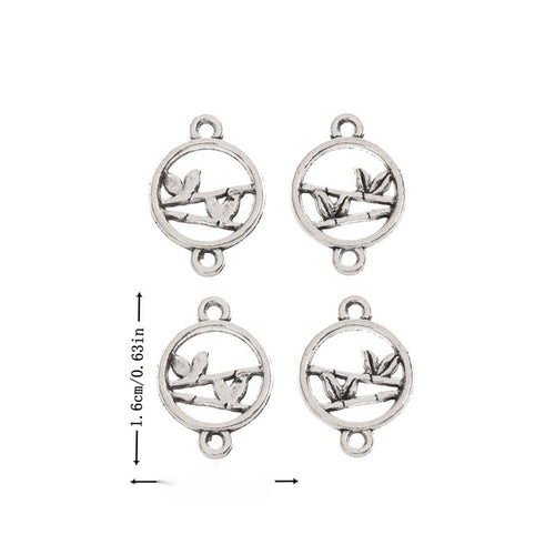 Antique Silver round leaf branch connector shown in an overview