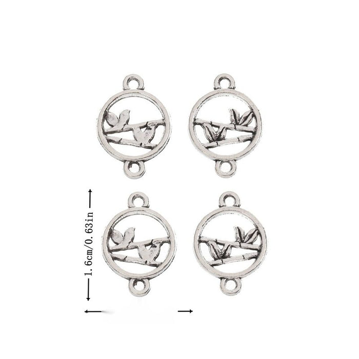 Round Leaf Branch Two Loop Metal Connector Charm Jewelry Making Component