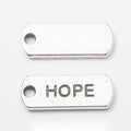 HOPE Engraved Rectangular Tag Pendant Charm in Antique Silver view 1